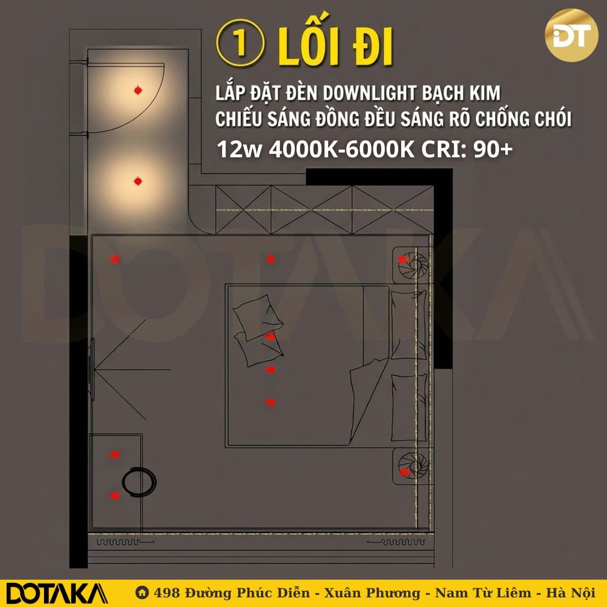 Lối đi - Chiếu sáng đồng đều, chống chói