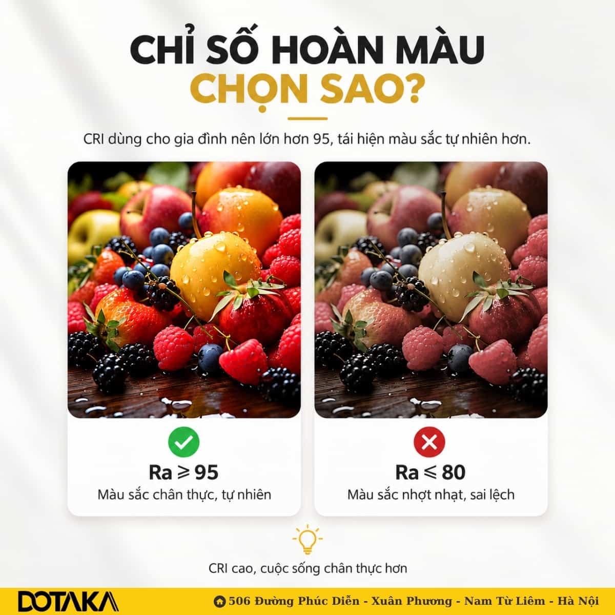 Chỉ số hoàn màu (CRI > 95) - Bí quyết tái hiện màu sắc chân thực