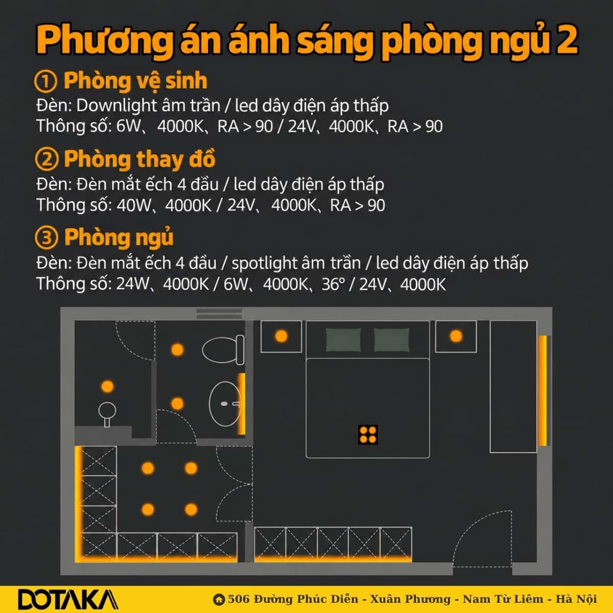 Phương án 2: Tạo điểm nhấn với đèn mắt ếch 4 đầu