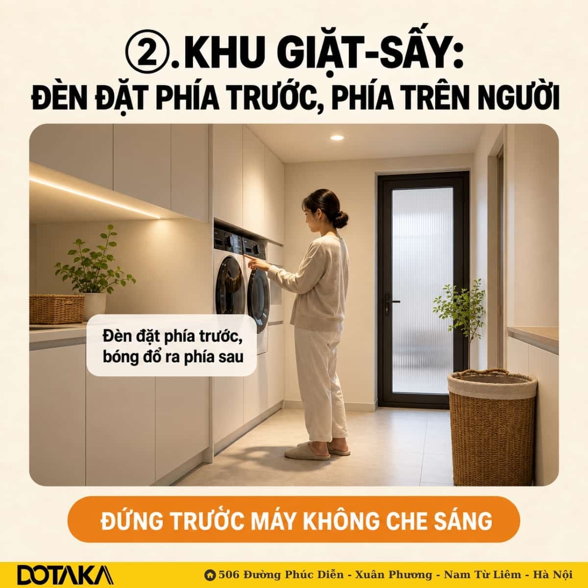 Đèn khu giặt - sấy: Giải pháp chống đổ bóng hiệu quả