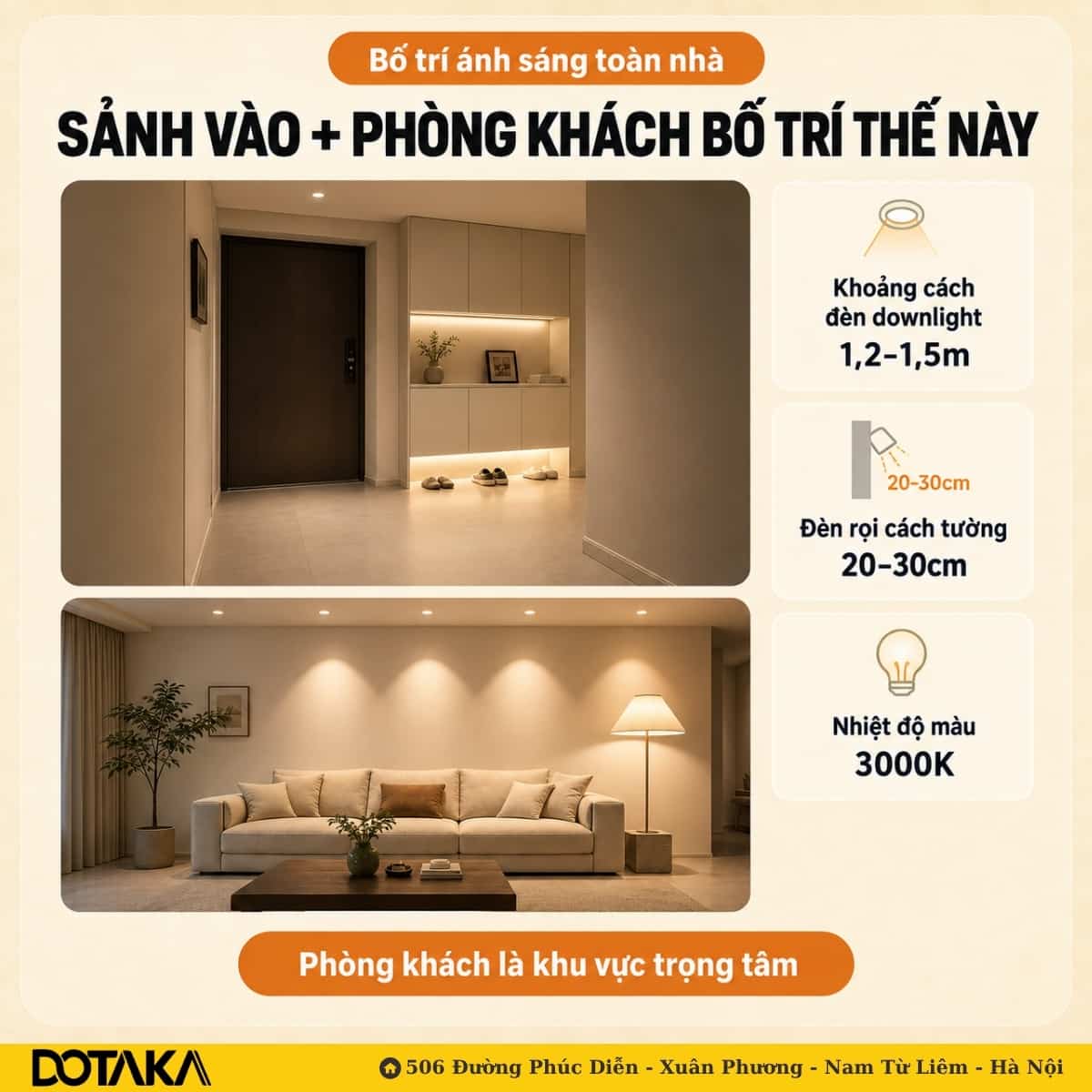 phòng khách dùng đèn ray nam châm âm trần kết hợp LED hắt rèm