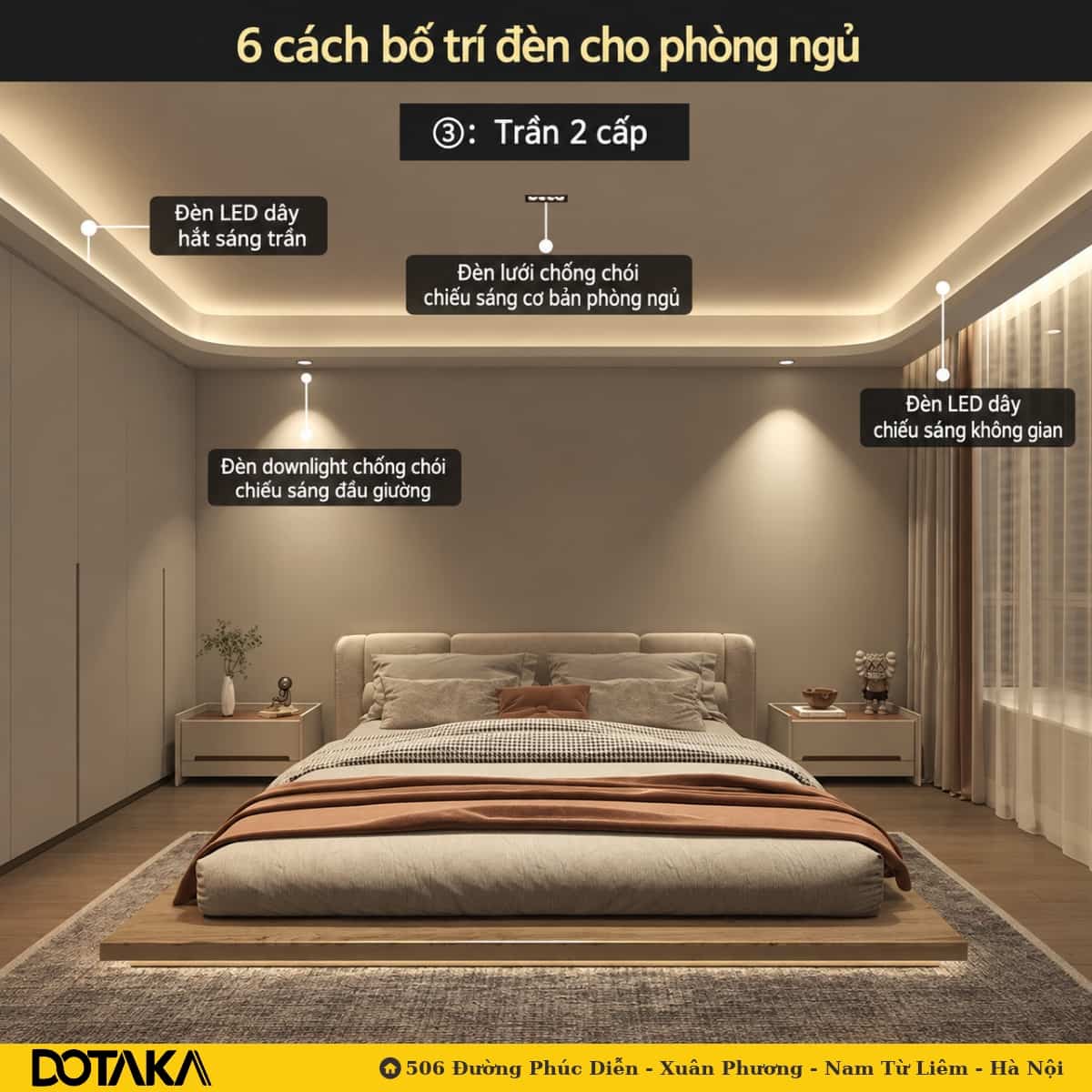 Trần 2 cấp tạo chiều sâu