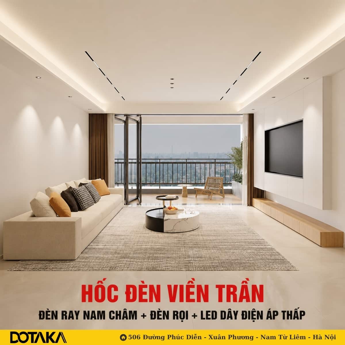 Hốc đèn viền trần: dải sáng chạy sát mép trần, kéo ánh sáng dọc xuống mặt tường.