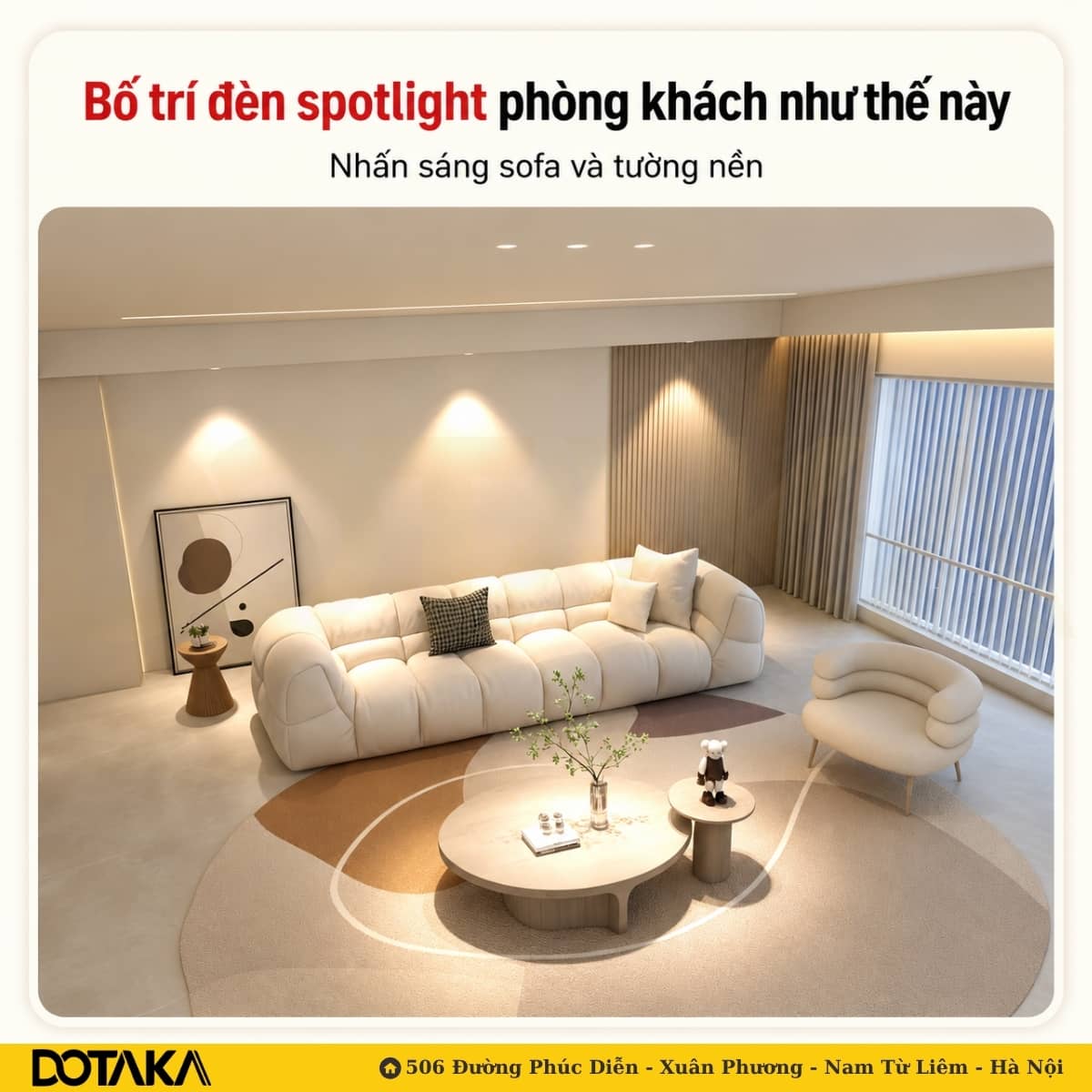 Mẹo bố trí đèn spotlight phòng khách sang trọng, có chiều sâu