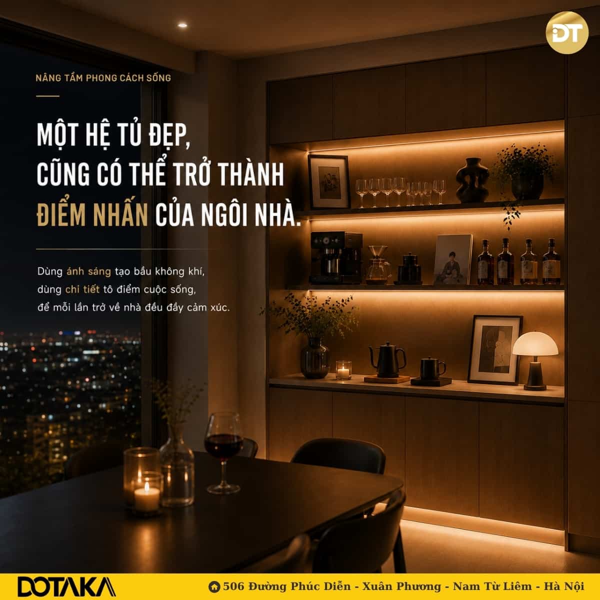 Ứng dụng thi công thực tế từ DOTAKA: Thanh nhôm sẵn LED và Len nhôm chân tường
