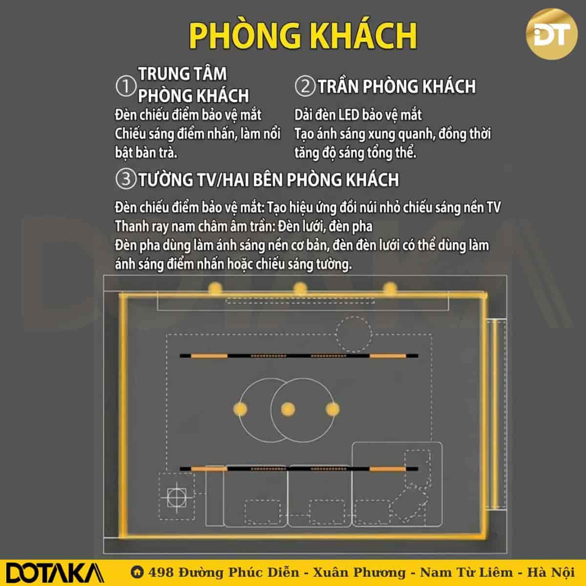 2.1. Bố trí ánh sáng phòng khách: Điểm nhấn sang trọng