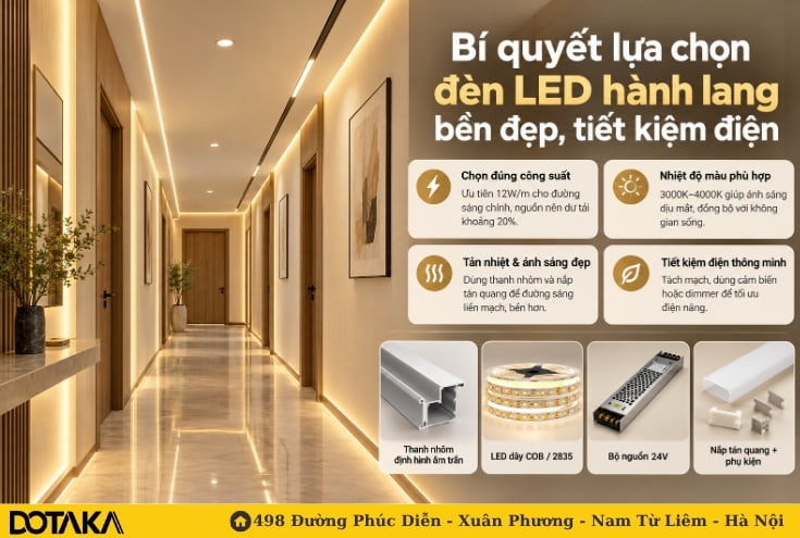 Bí quyết lựa chọn đèn LED hành lang bền đẹp, tiết kiệm điện