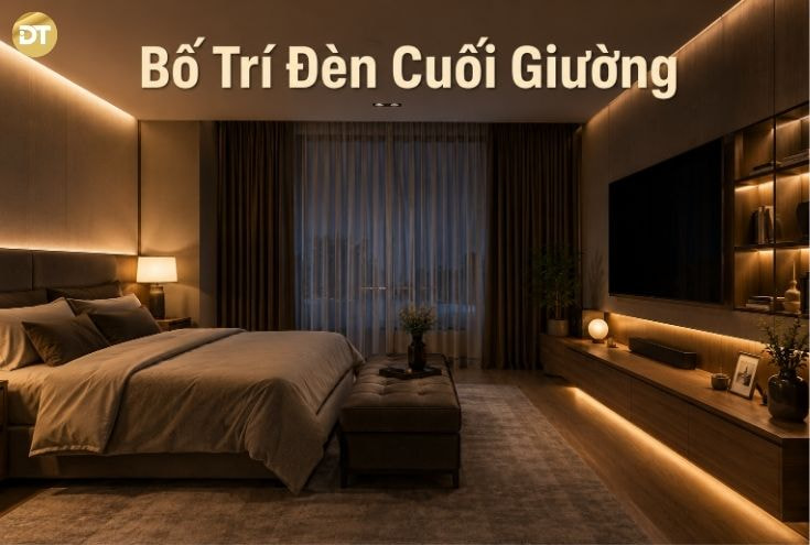 Bố Trí Chiếu Sáng Phòng Ngủ Khu Vực Cuối Giường