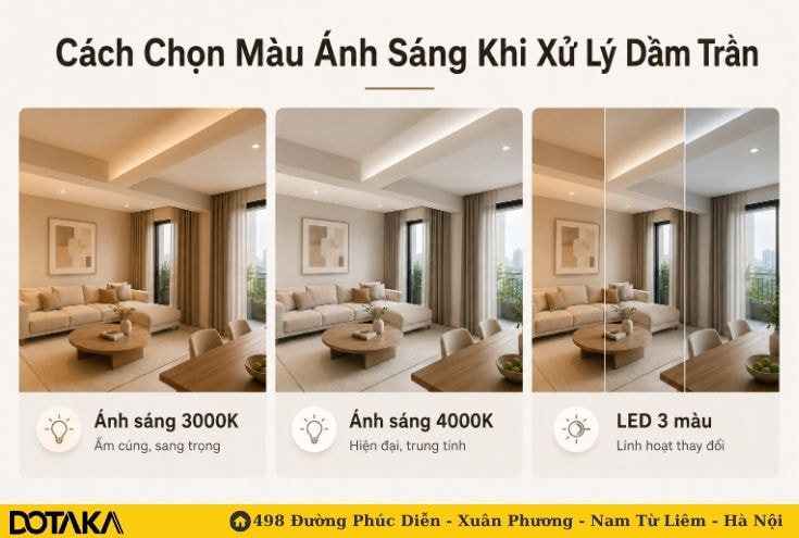 Cách Chọn Màu Ánh Sáng Khi Xử Lý Dầm Trần