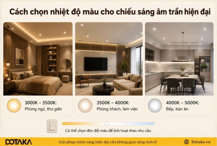Cách chọn nhiệt độ màu cho chiếu sáng âm trần hiện đại