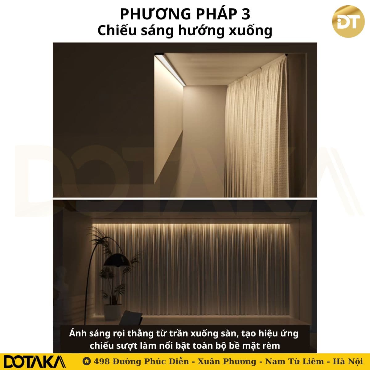 Phương pháp 3: Chiếu sáng hướng xuống