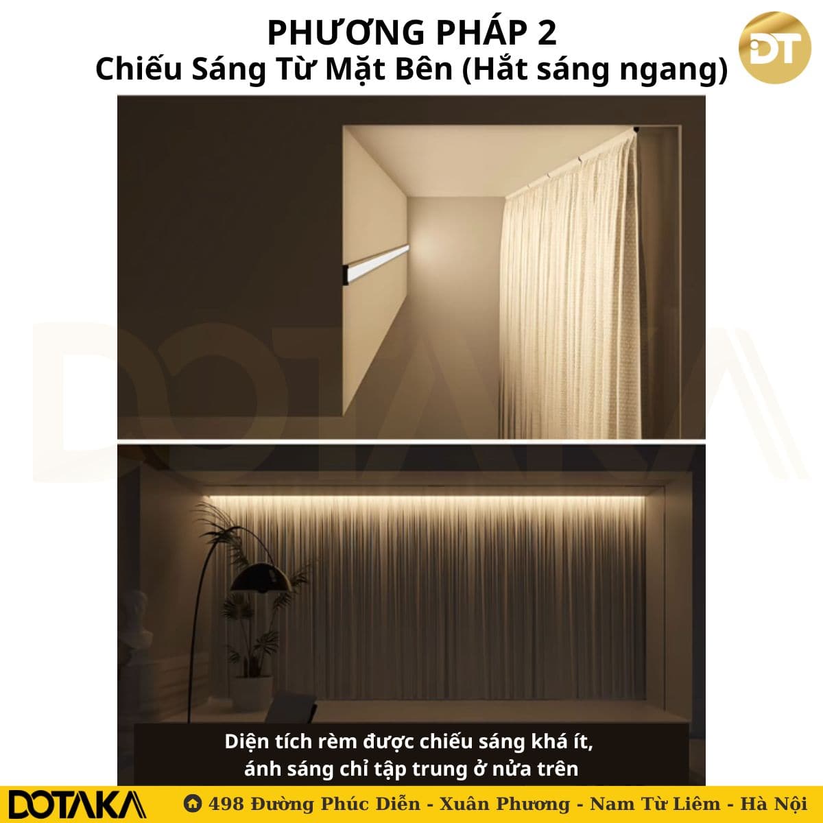 Phương pháp 2: Chiếu sáng từ mặt bên