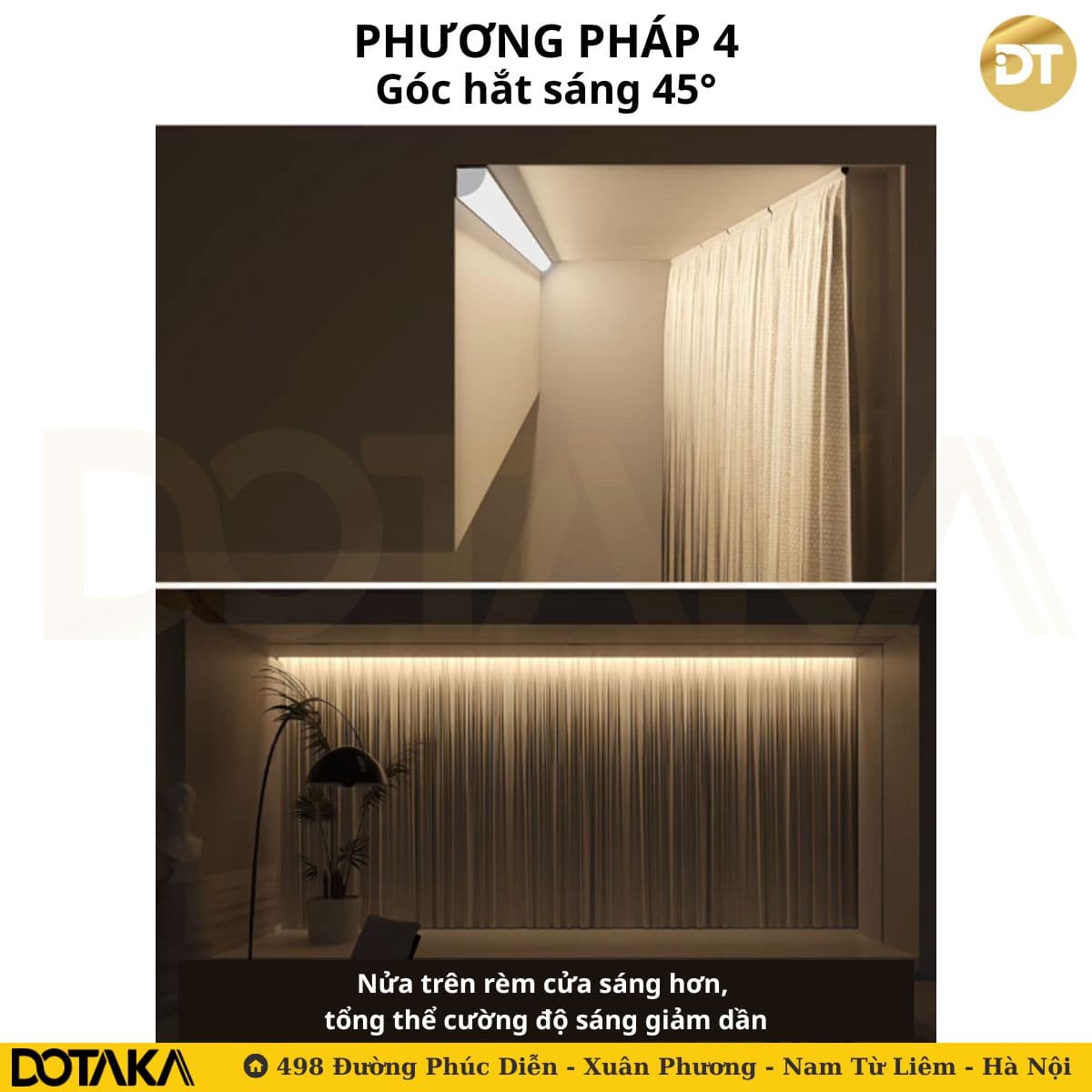 Phương pháp 4: Chiếu sáng góc hắt 45°