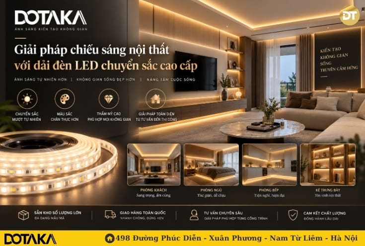 DOTAKA - Giải pháp chiếu sáng nội thất với dải đèn LED chuyển sắc cao cấp