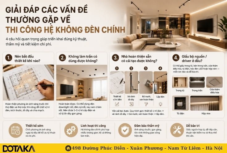 Giải đáp các vấn đề thường gặp về thi công hệ không đèn chính