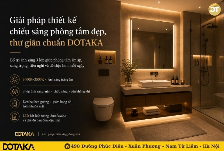 Giải pháp thiết kế chiếu sáng phòng tắm đẹp, thư giãn chuẩn DOTAKA