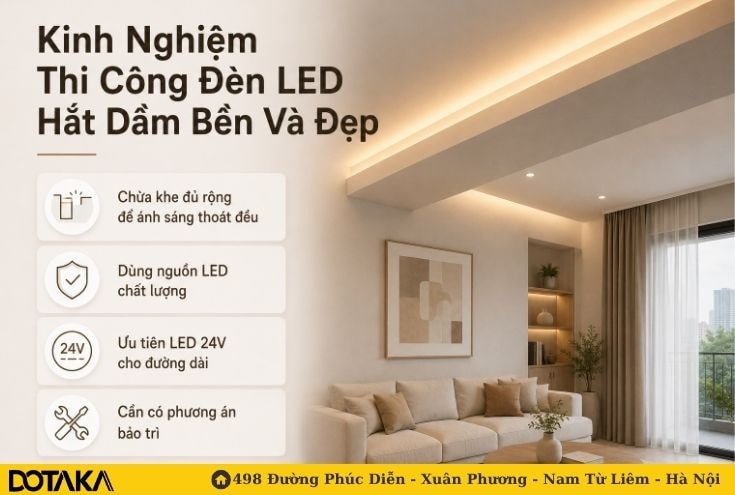 Kinh Nghiệm Thi Công Đèn LED Hắt Dầm Bền Và Đẹp