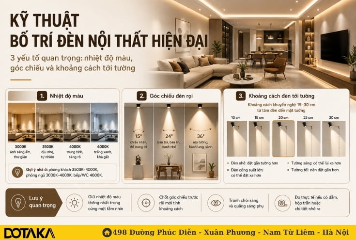 Kỹ thuật bố trí đèn nội thất hiện đại chuẩn chuyên gia