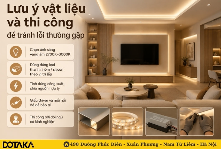 Lưu ý vật liệu và thi công để tránh lỗi thường gặp