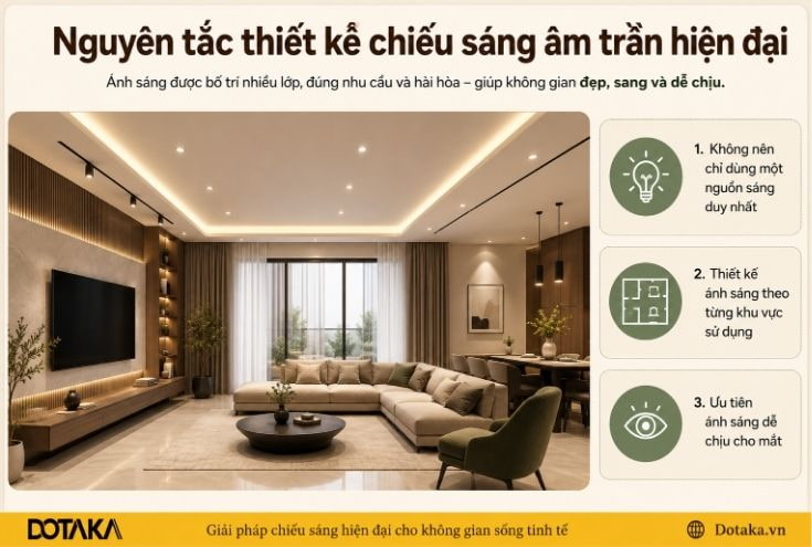 Nguyên tắc thiết kế chiếu sáng âm trần hiện đại
