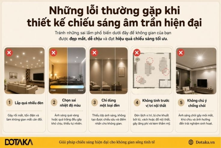 Những lỗi thường gặp khi thiết kế chiếu sáng âm trần hiện đại