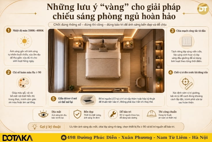 Những lưu ý "vàng" cho giải pháp chiếu sáng phòng ngủ hoàn hảo