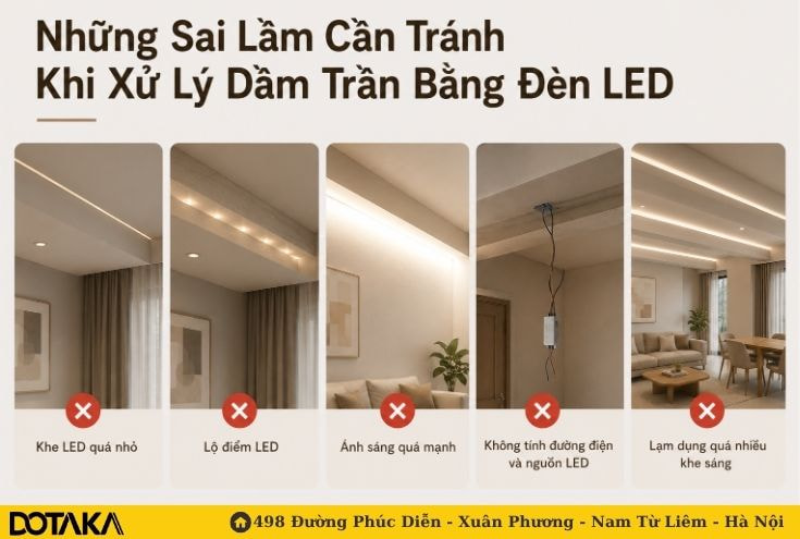 Những Sai Lầm Cần Tránh Khi Xử Lý Dầm Trần Bằng Đèn LED