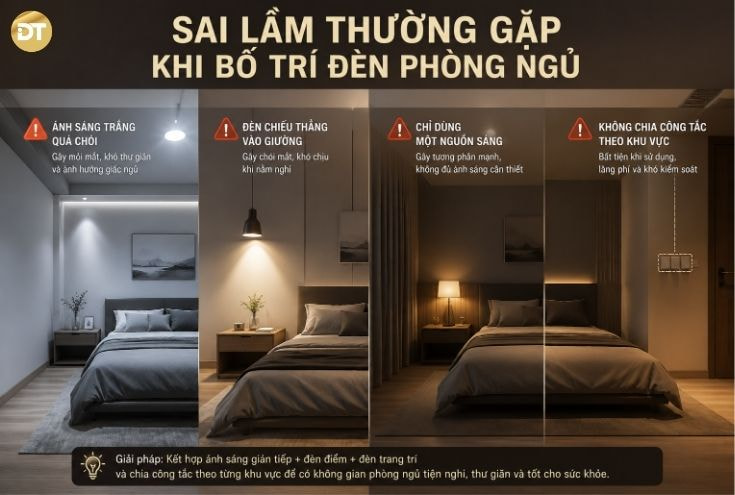 Sai Lầm Thường Gặp Khi Bố Trí Chiếu Sáng Phòng Ngủ