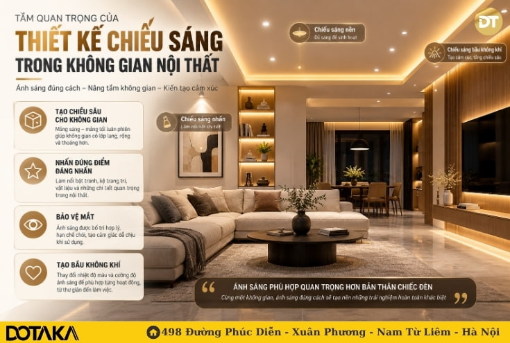 Tầm quan trọng của thiết kế chiếu sáng trong không gian nội thất