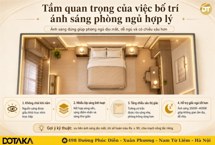 Tầm quan trọng của việc bố trí ánh sáng phòng ngủ hợp lý