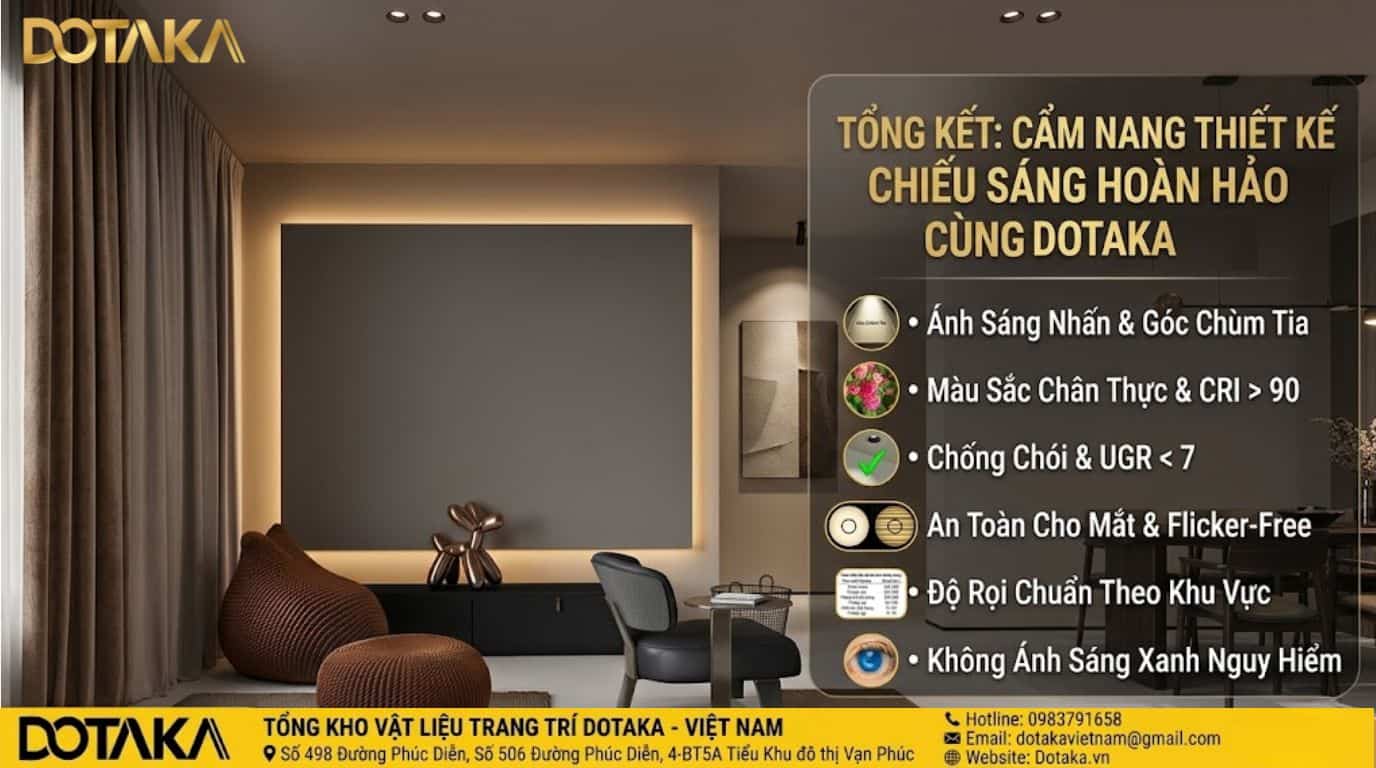 Tổng kết: Cẩm nang thiết kế chiếu sáng hoàn hảo cùng DOTAKA
