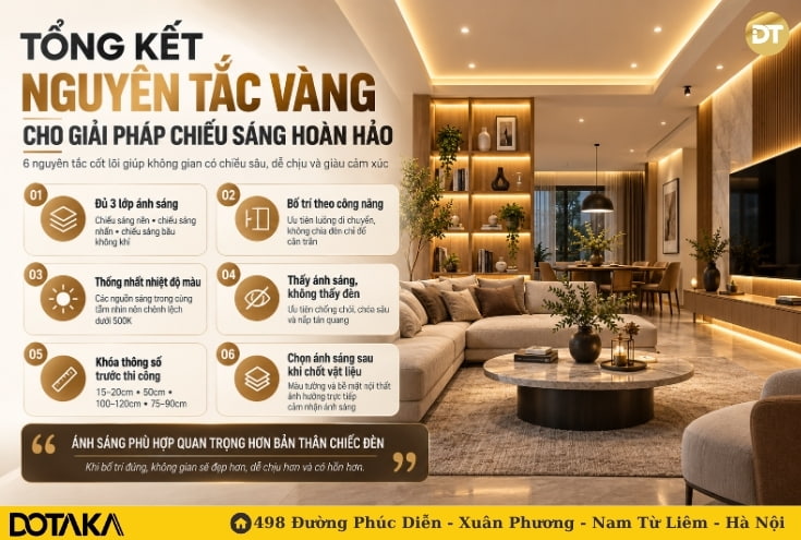 Tổng kết các nguyên tắc vàng để có một giải pháp ánh sáng hoàn hảo