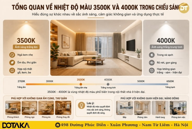 Tổng quan về nhiệt độ màu 3500K và 4000K trong chiếu sáng