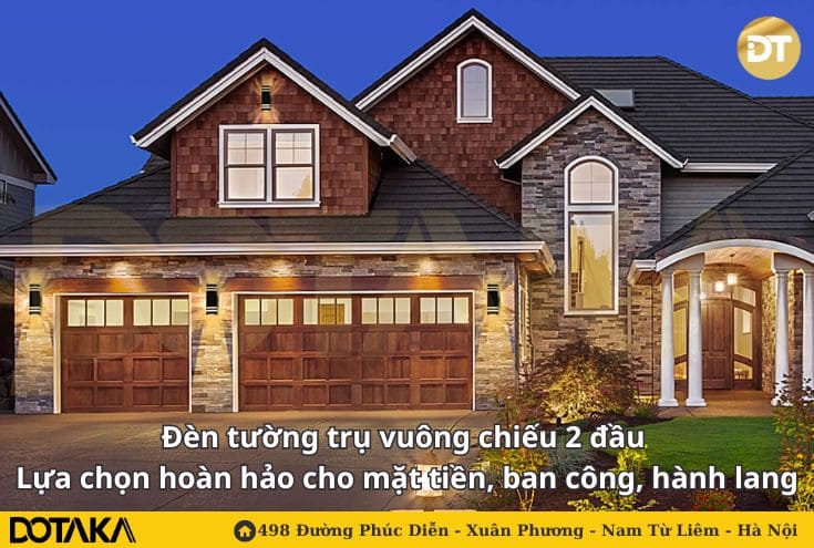 Đèn tường trụ vuông chiếu 2 đầu – Lựa chọn hoàn hảo cho mặt tiền, ban công, hành lang