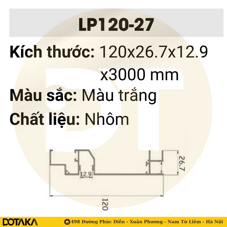 Phào cổ trần LED nhôm LP120-27 Dotaka