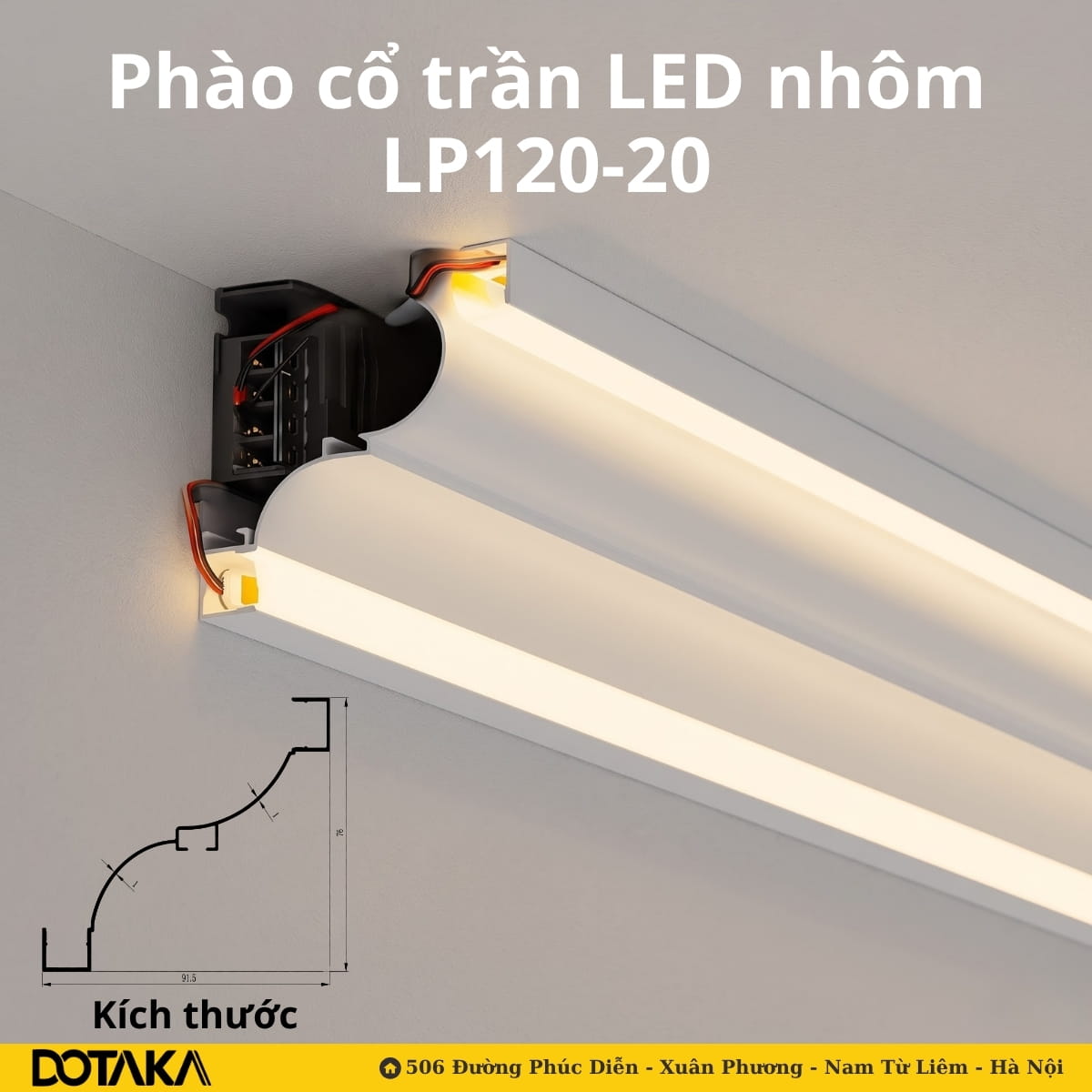  cổ trần LED nhôm LP120-20 nhôm nguyên khối giấu LED hắt sáng lên trần