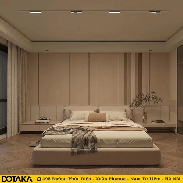 Phòng ngủ: Ánh sáng dịu nhẹ – ưu tiên đèn tán quang và dimmer