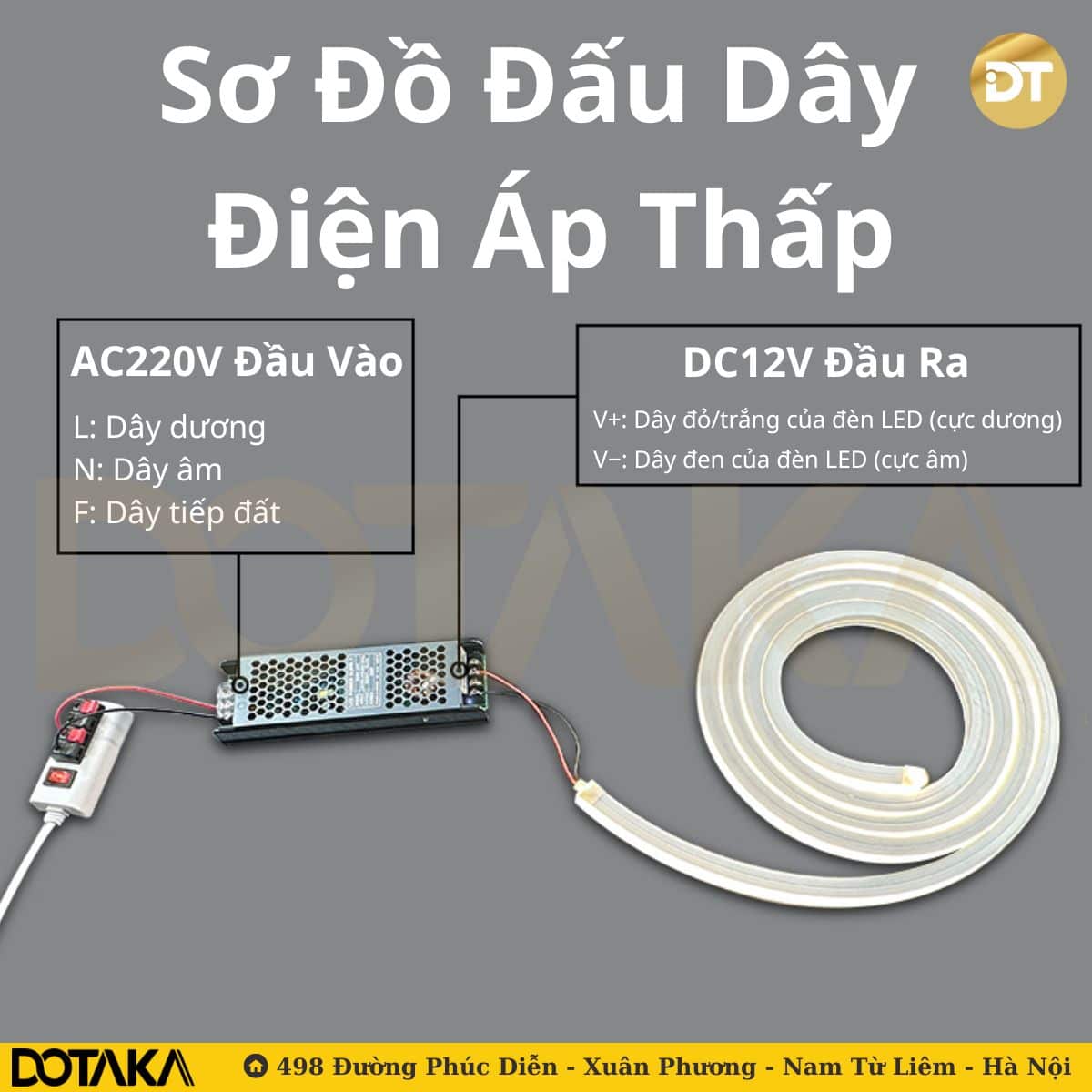 Sơ đồ đấu nối nguồn 12V/24V (điện áp thấp)